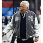 Robert Kraft AFC Divisional Playoff Custom Embroidery and Chenille Patches Grey Varsity Patriots Jacket